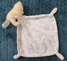 Disney Store Winnie the Pooh Comforter Blankie Beige Words Print Silly Old Bear