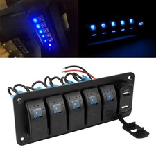 12/24V 5 Gang Blue LED Rocker