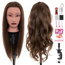 100% Real Hair Training Head Cosmetology Hairdressing Practice Mannequin Doll