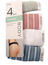 M & S BODY PACK 4 THONGS