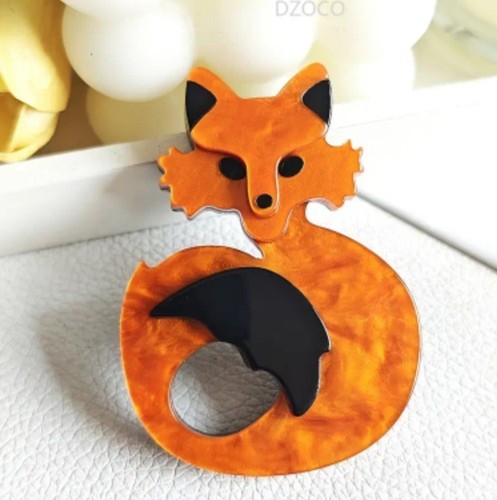 Acrylic fox brooch - acrylic,