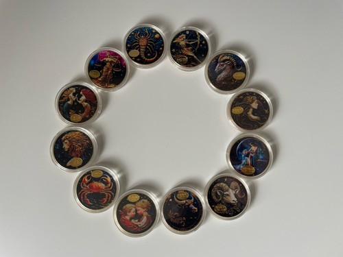 Zodiac sign coins celestial - zodiac,