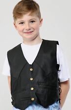 Children’s Motorcycle Waistcoat Side-Laces Real Leather Biker Vest Boys + Girls
