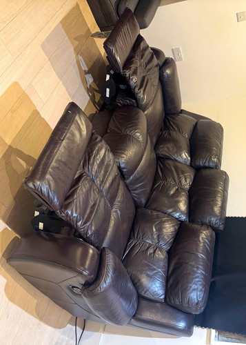 Black leather seater - black,