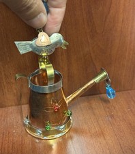 Bird Watering Can Mixed Metal Ornament Garden Gardening 