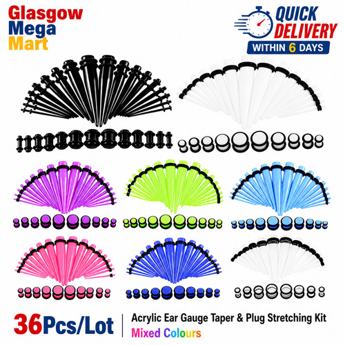 36pcs lot acrylic ear gauge - acrylic,