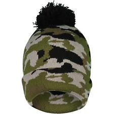 Kids Boys Camouflage Hat Knitted Bobble Baenie Pom Pom Soft Warm Cosy Winter Hat