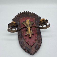 Vintage Wooden Wall Hanging Candle Holder Leather Brass Lantern Plaque Sconce