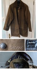 Genuine Barbour Classic Northumbria Wax Jacket With Matching Hood - Olive -  VGC