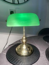Bankers Table Desk Lamp Vintage Green Glass Light Shade