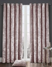 New Luxury Crushed Velvet Curtains Pair Fully Lined Eyelet Ring Top Ready Made