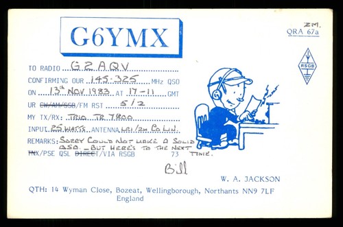 Qsl card radio g6ymx bozeat - radio,