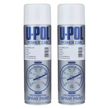 2 x U-POL Power Can Clear Gloss Lacquer 500ml Aerosol Spray Cans UPOL Powercan