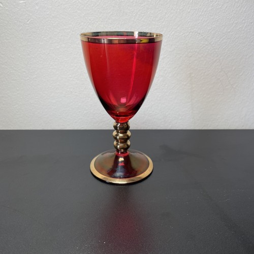 Vintage ruby red glass goblet - vintage,
