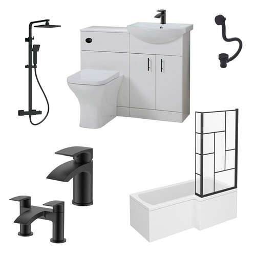 Bathroom complete matt black - bathroom,