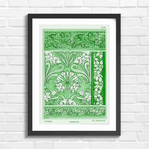 Art nouveau jonquil floral - art,