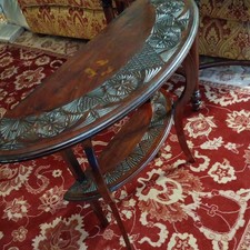 Side table Antique, Half Moon shape Side Table Carved wood vintage 