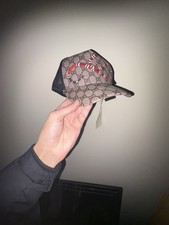 Gucci Men's Baseball Cap Red Snake Print 100% Cotton