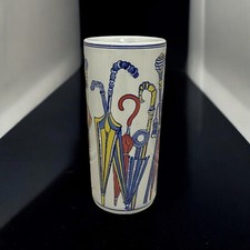 Umbrella Stand Ceramic Walking Cane 18" Round Tall Retro Coloured Classic Holder