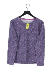 Lazy Jacks Women's Top UK 12 Purple 100% Cotton Long Sleeve Round Neck Basic
