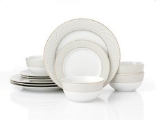 12pc Premium Diamond & Gold Dinner Set