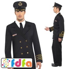 Smiffys WW2 Navy Officer Uniform Adults Mens Fancy Dress Costume