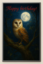 Barn owl Birthday Card -