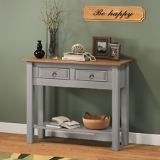 Corona Console Table Grey Wax 2 Drawer Solid Pine Hall by Mercers Furniture®