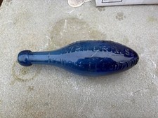 57707 Old Vintage Antique Glass Bottle Blue Codd Hamilton Newcastle Gilpin