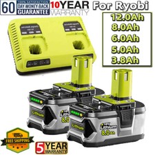 5.0/12.0Ah For Ryobi 18V One+Plus P108 Lithium RB18L50 RB18L40  Battery/Charger