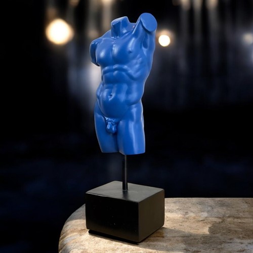 Blue male torso art sculpture - blue,