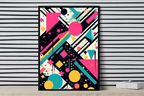 Abstract 80s vibrant art print - abstract,