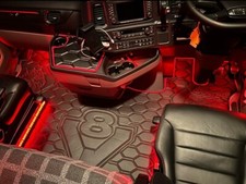SCANIA S V8 BLACK HONEYCOMB Stitch Floor Mat RHD LHD Swivel Captain Folding Seat