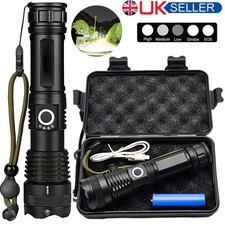 120000000LM Powerful LED Flashlight Super Bright Torch Rechargeable Lamp Battery