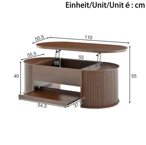 Lift top curved coffee - coffee, table