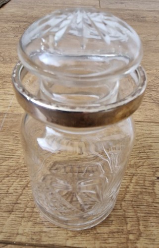 Silver mounted crystal jar - mounted,