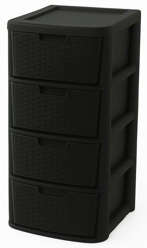 Drawer black plastic storage - black,