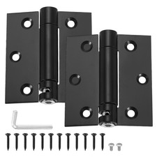 2 Pcs 3 Inch Spring Loaded Self Closing Door Hinge with Screws Wrench Black