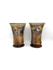A Pair of Royal Doulton Antique Vases of Waisted Form Circa 1880s