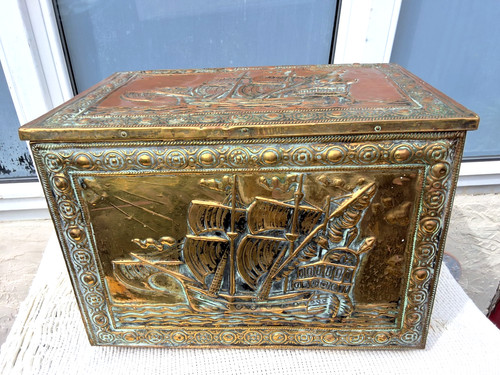 Vintage embossed brass wood - vintage, on