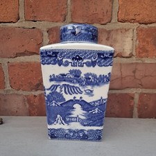 Vintage willow pattern tea caddy ringtons tea merchants Newcastle 