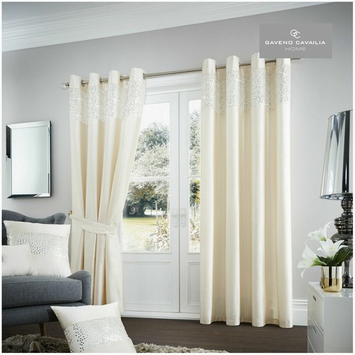 Faux silk eyelet curtains - faux,