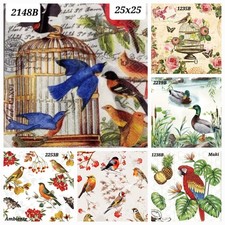 6 x  Mixed Table Paper Napkins,Decoupage/art/Craft/Vintage/Birds/