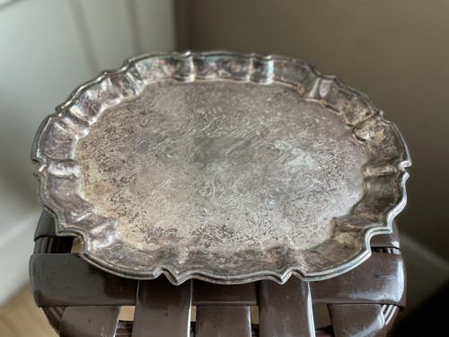 Vtg silver platter 11 - silver, x