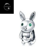 Genuine Sterling Silver 925 Small Rabbit Animal Pet Bead Charm For Bracelets
