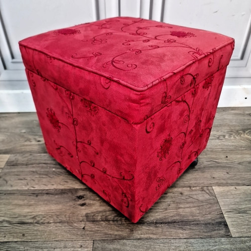 Vintage ottoman footstool red - vintage,