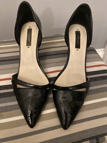 Zara black pointed patent - black,