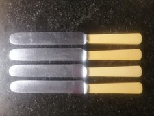 Vintage Set 4x Faux Bone Handle DINNER KNIVES - Holm and son Sheffield