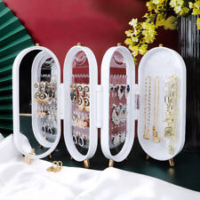 Earring Display Holder Stand Jewellery Foldable Organiser Storage Boxes w/Mirror