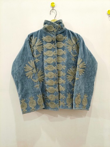 Grey embroidery floral jackets - floral,